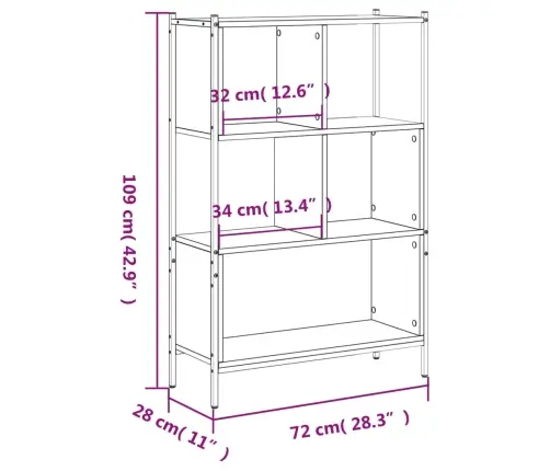 Raamatualus, Hall Sonoma Tamm, 72X28X109 cm Tehispuit