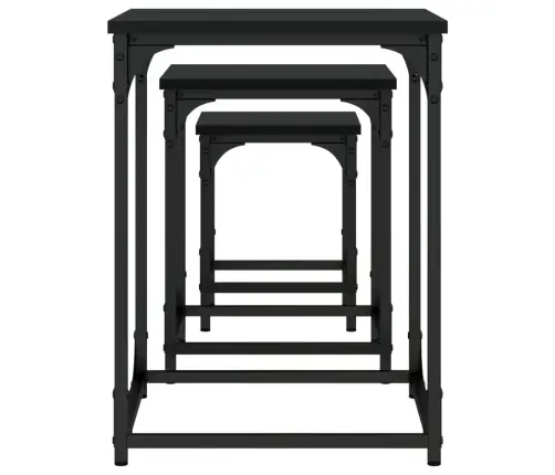 Kafijas Galdiņi, 3 Gab., Sabīdāmi, Melni, Inženierijas Koks Vidaxl