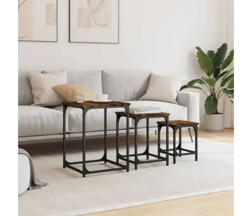 Kafijas Galdiņi, 3 Gab., Sabīdāmi, Brūni, Inženierijas Koks Vidaxl