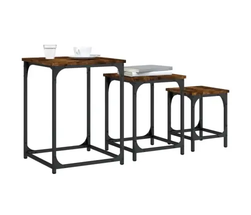 Kafijas Galdiņi, 3 Gab., Sabīdāmi, Brūni, Inženierijas Koks Vidaxl