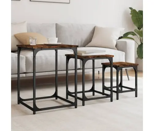 Kafijas Galdiņi, 3 Gab., Sabīdāmi, Brūni, Inženierijas Koks Vidaxl