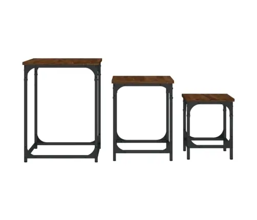 Kafijas Galdiņi, 3 Gab., Sabīdāmi, Brūni, Inženierijas Koks Vidaxl