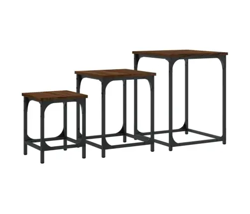 Kafijas Galdiņi, 3 Gab., Sabīdāmi, Brūni, Inženierijas Koks Vidaxl