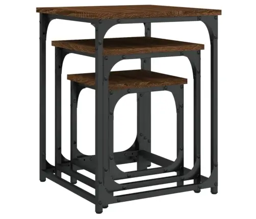 Kafijas Galdiņi, 3 Gab., Sabīdāmi, Brūni, Inženierijas Koks Vidaxl