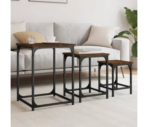 Kafijas Galdiņi, 3 Gab., Sabīdāmi, Brūni, Inženierijas Koks Vidaxl