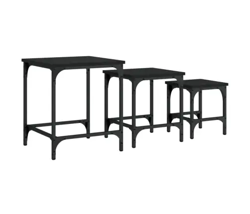 Sustumiami Kavos Staliukai, 3Vnt., Juodi, Apdirbta Mediena