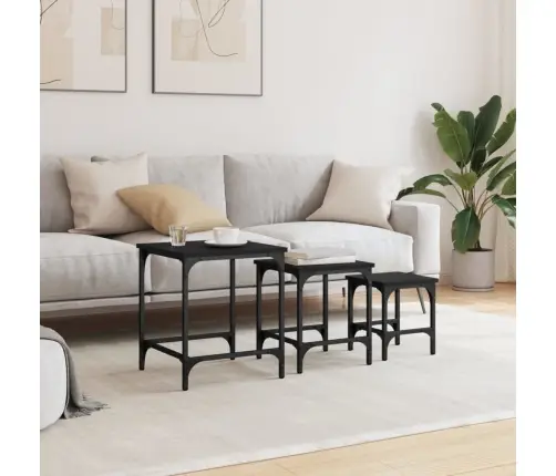 Sustumiami Kavos Staliukai, 3Vnt., Juodi, Apdirbta Mediena