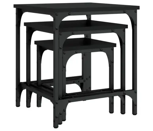 Sustumiami Kavos Staliukai, 3Vnt., Juodi, Apdirbta Mediena
