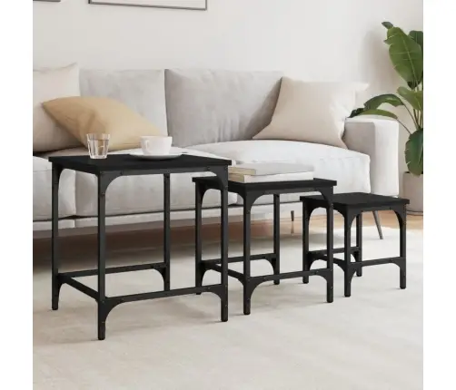 Sustumiami Kavos Staliukai, 3Vnt., Juodi, Apdirbta Mediena