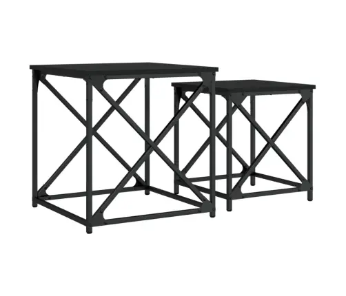 Üksteise Alla Mahtuvad Lauad 2 Tk, Must, Tehispuit Üksteise Alla Mahtuvad Lauad 2 Tk, Must, Tehispuit