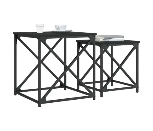 Üksteise Alla Mahtuvad Lauad 2 Tk, Must, Tehispuit Üksteise Alla Mahtuvad Lauad 2 Tk, Must, Tehispuit