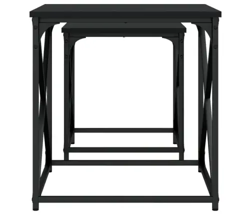 Üksteise Alla Mahtuvad Lauad 2 Tk, Must, Tehispuit Üksteise Alla Mahtuvad Lauad 2 Tk, Must, Tehispuit