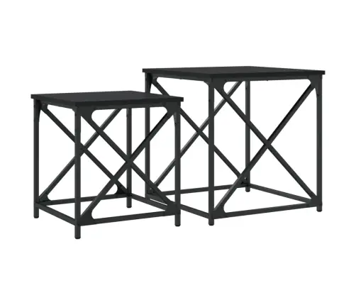 Üksteise Alla Mahtuvad Lauad 2 Tk, Must, Tehispuit Üksteise Alla Mahtuvad Lauad 2 Tk, Must, Tehispuit