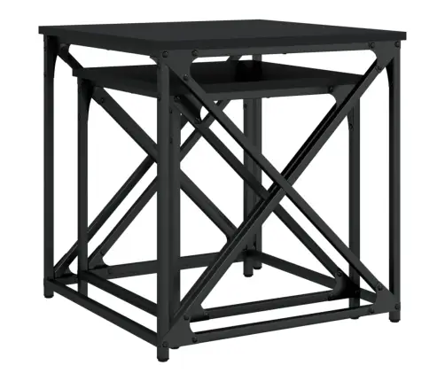 Üksteise Alla Mahtuvad Lauad 2 Tk, Must, Tehispuit Üksteise Alla Mahtuvad Lauad 2 Tk, Must, Tehispuit