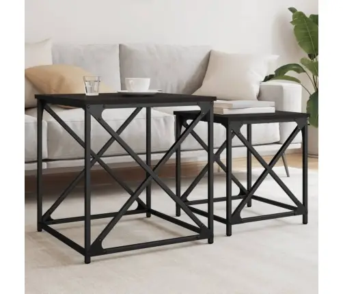 Üksteise Alla Mahtuvad Lauad 2 Tk, Must, Tehispuit Üksteise Alla Mahtuvad Lauad 2 Tk, Must, Tehispuit