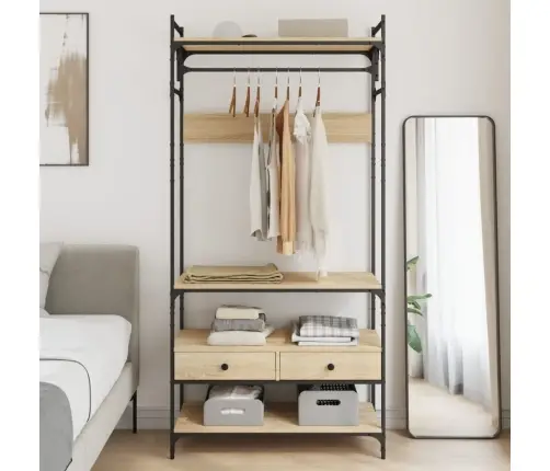 Skapis Ar Atvilktnēm, Ozolkoka Krāsa, 89X39X184,5 Cm Vidaxl