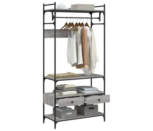 Skapis Ar Atvilktnēm, Pelēka Ozolkoka Krāsa, 89X39X184,5 Cm Vidaxl