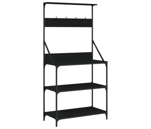 4-Korruseline Köögiriiul Konksudega, Must, Tehispuit