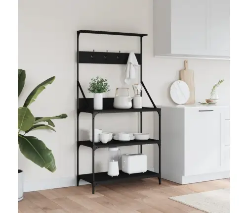 4-Korruseline Köögiriiul Konksudega, Must, Tehispuit