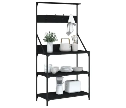 4-Korruseline Köögiriiul Konksudega, Must, Tehispuit