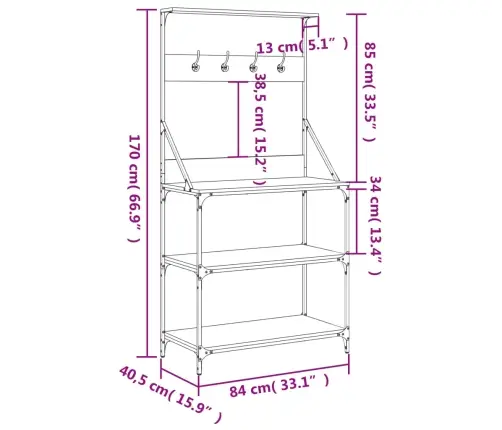 Virtuves Plaukts, 4 Līmeņi, Koka Krāsa,  Inženierijas Koks Vidaxl