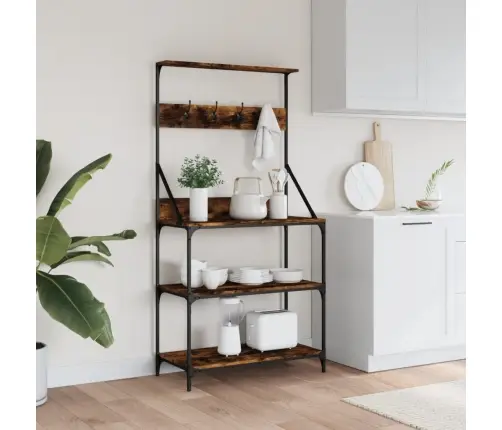 4-Korruseline Köögiriiul Konksudega, Suitsutamm, Tehispuit