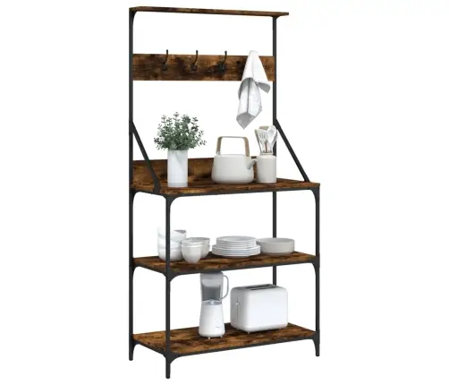 4-Korruseline Köögiriiul Konksudega, Suitsutamm, Tehispuit