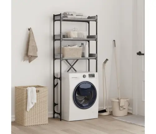 Veļasmašīnas Plaukts, Pelēks, 67X25X163 Cm, Inženierijas Koks Vidaxl