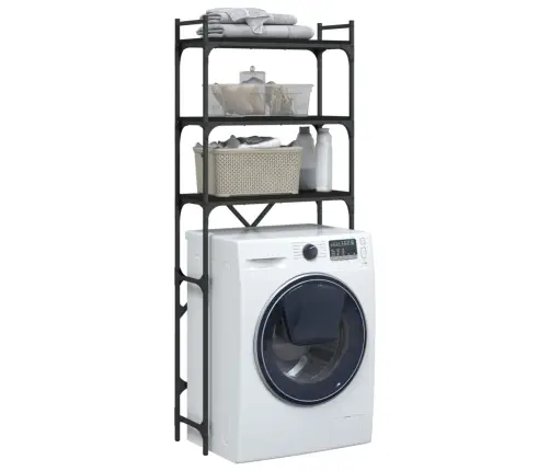 Veļasmašīnas Plaukts, Melns, 67X25X163 Cm, Inženierijas Koks Vidaxl