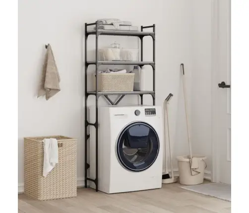 Veļasmašīnas Plaukts, Pelēks, 67X25X163 Cm, Inženierijas Koks Vidaxl