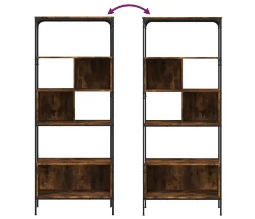 Raamaturiiul 5 Korrust, Suitsutamm, 76X33X188,5 cm Tehispuit