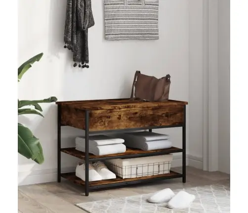 Batų Suoliukas, Dūminio Ąžuolo, 70X42,5X50cm Apdirbta Mediena