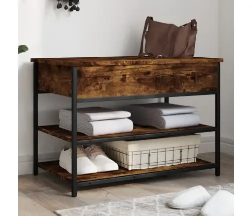 Batų Suoliukas, Dūminio Ąžuolo, 70X42,5X50cm Apdirbta Mediena