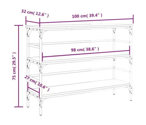 Konsoollaud, Pruun Tamm, 100X32X75 cm Tehispuit