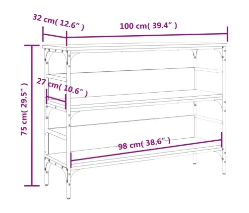 Konsolinis Staliukas, Ąžuolo, 100X32X75cm Apdirbta Mediena Konsolinis Staliukas, Ąžuolo, 100X32X75cm Apdirbta Mediena