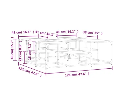 Kohvilaud, Sonoma Tamm, 121 X 121 X 40 cm Tehispuit