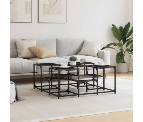 Kafijas Galdiņš, Melns, 91X91X40 Cm, Inženierijas Koks Vidaxl