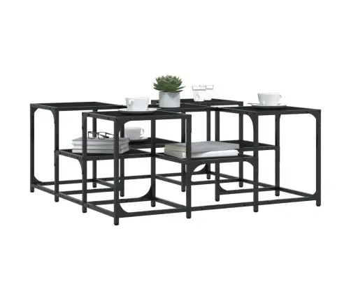 Kafijas Galdiņš, Melns, 91X91X40 Cm, Inženierijas Koks Vidaxl