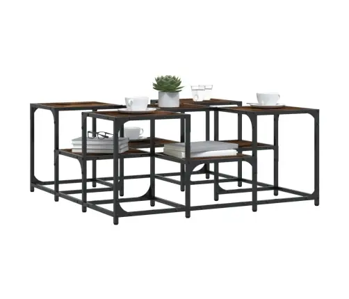 Kafijas Galdiņš, Ozola Krāsa, 91X91X40 Cm, Inženierijas Koks Vidaxl