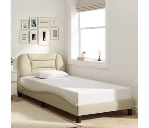 Gultas Rāmis Bez Matrača, Krēma, 90X190Cm Audums Vidaxl
