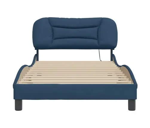 Gultas Rāmis Bez Matrača, Zils, 100X200Cm Audums Vidaxl