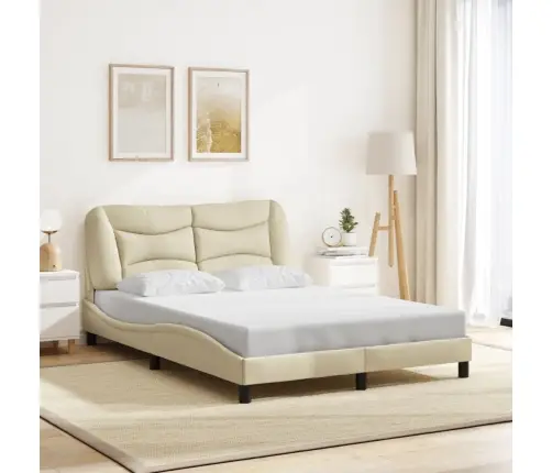 Gulta Bez Matrača, Krēmkrāsas, 140X190 Cm, Audums Vidaxl