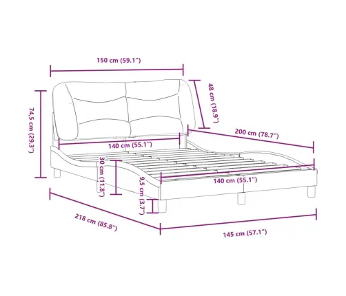 Lovos Rėmas Be Čiužinio, Hvar, Šviesiai Pilkas, 140X200cm Audinys