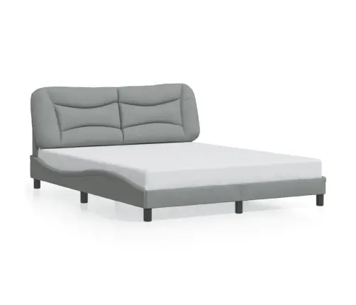 Gulta Bez Matrača, Gaiši Pelēks, 160X200 Cm, Audums Vidaxl