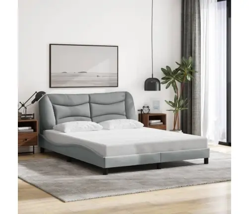 Gulta Bez Matrača, Gaiši Pelēks, 160X200 Cm, Audums Vidaxl