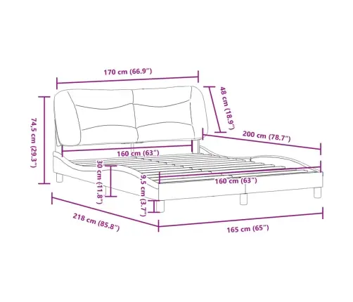 Gulta Bez Matrača, Pelēkbrūns, 160X200 Cm, Audums Vidaxl