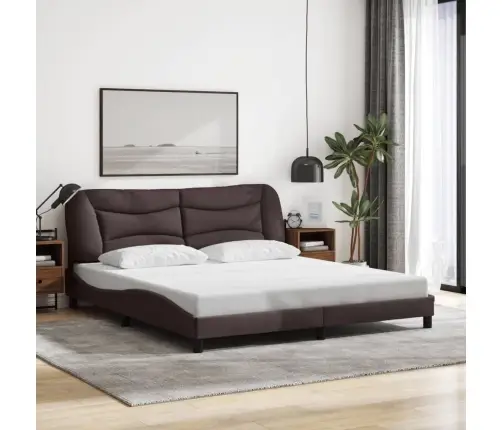 Gulta Bez Matrača, Tumši Brūns, 180X200 Cm, Audums Vidaxl