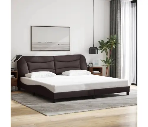 Gulta Bez Matrača, Tumši Brūns, 200X200 Cm, Audums Vidaxl