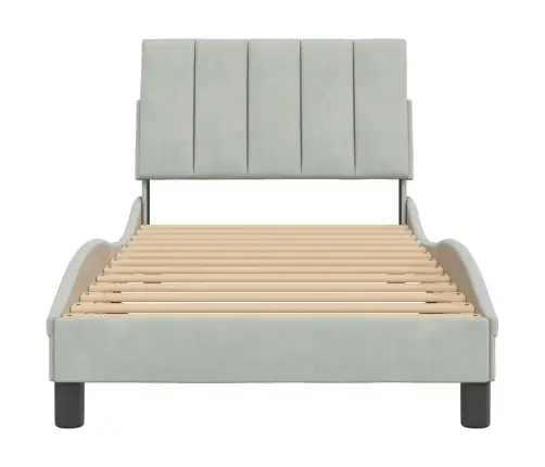 Gultas Rāmis Bez Matrača, Gaiši Pelēks, 90X190 Cm, Samts Vidaxl