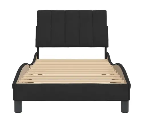 Gultas Rāmis Ar Galvgali, Melns Samts, 90X190 Cm Vidaxl